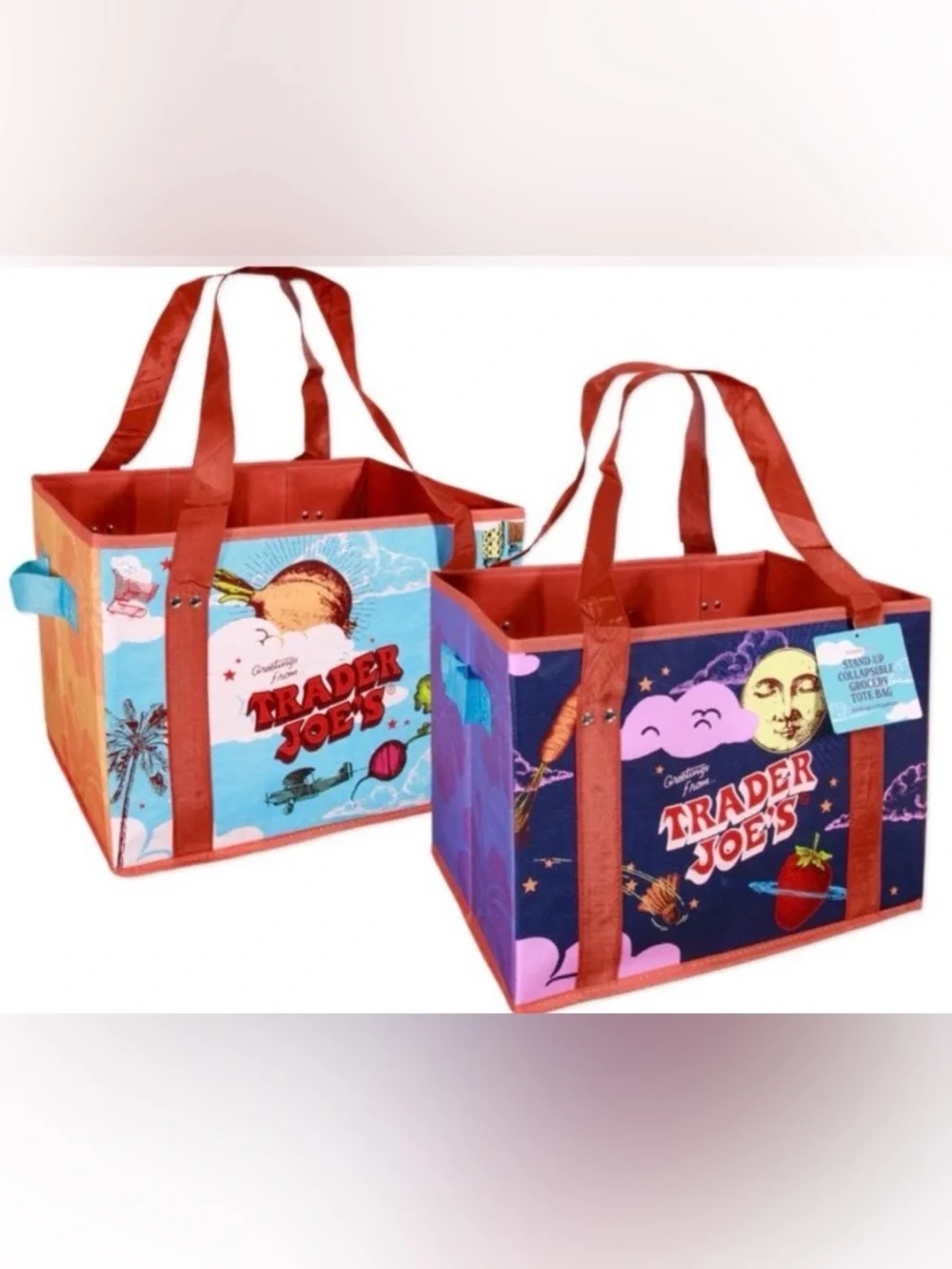 Trader Joe's Stand-Up Collapsable Grocery Tote - Picture 1 of 4
